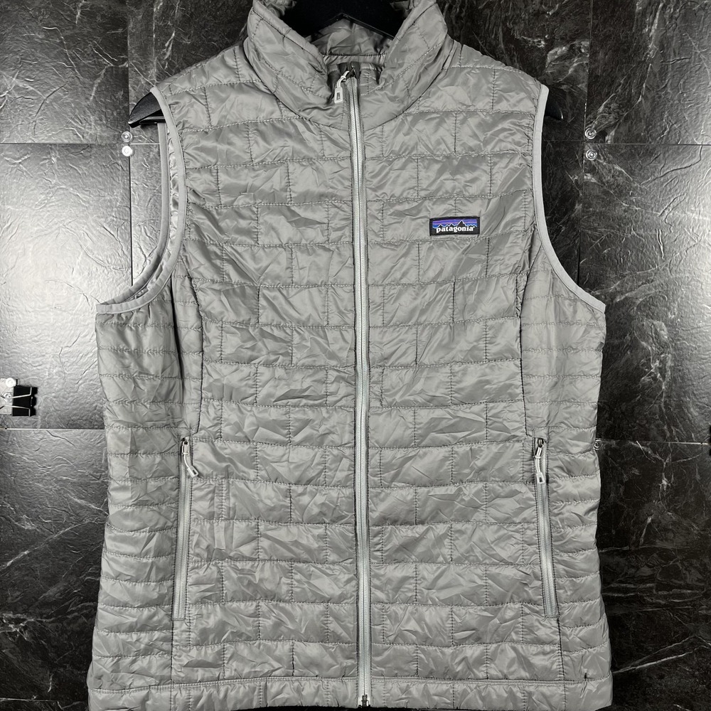 Patagonia Women's Grey Nano Puff Insulated Vest XL -Embroidery